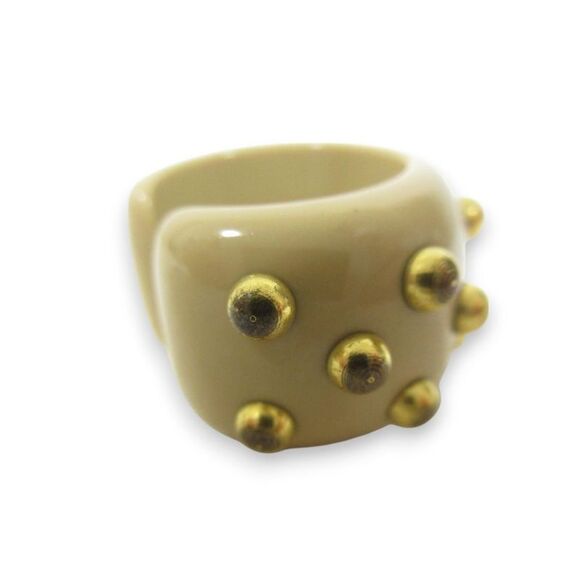 Pre Loved Chanel Cuff Bracelet Gold Studs Women Rings - Picture 6 of 8